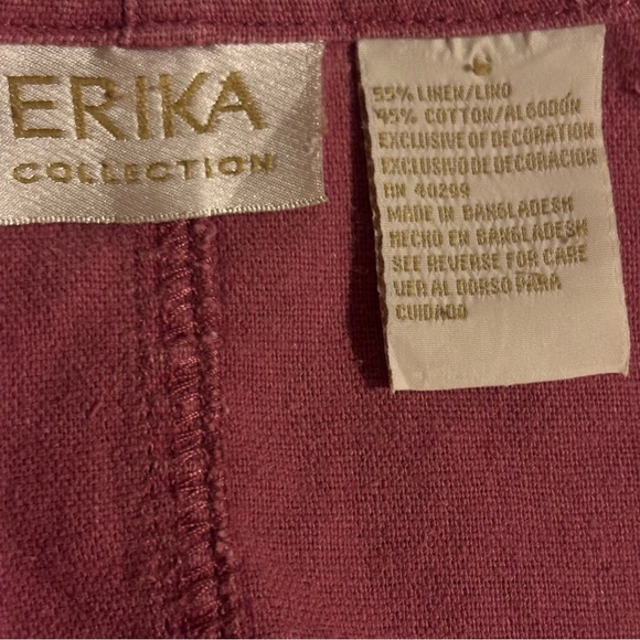 Erika Pink Linen Blend Embroidered Sleeveless Dress & Jacket Women's Size 6 - Picture 3 of 7